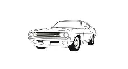 Fototapeta premium Vintage Muscle Car Illustration with Clean Lines.