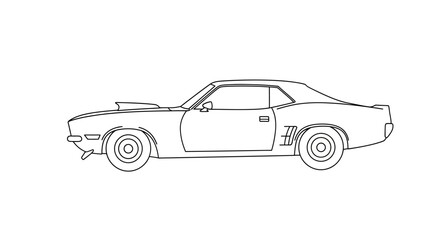 Obraz premium Vintage Muscle Car Line Drawing Illustration.