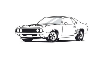 Naklejka premium Vintage American Muscle Car Illustration.