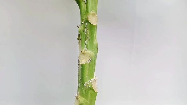 View of a papaya tree trunk affected by whitefly pests