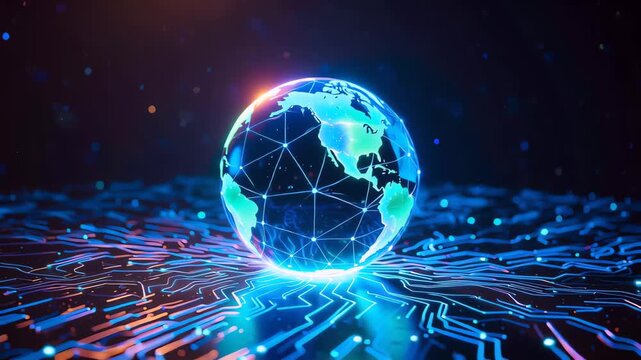Digital World Network Connecting Global Technology Data Transfer