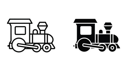 Vintage train icons in black and white © Jahidul
