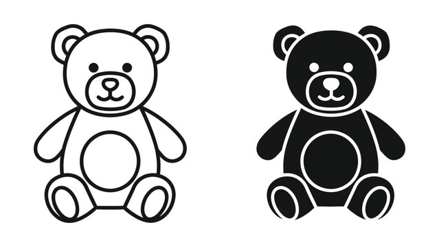 Teddy bears outline and silhouette