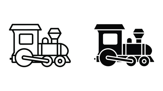Vintage train icons in black and white
