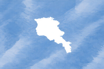 Obraz premium Armenia map silhouette in white against blue sky background