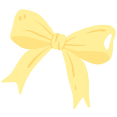 Yellow Bow Pastel Ribbon Illustration