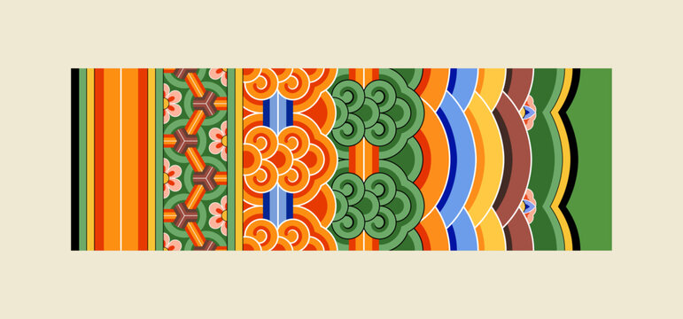 Korean Traditional Dancheong Pattern Vector : Ornamental Paintwork for Wooden Architecture | 한국 전통 단청(丹靑)문양