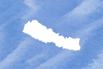 Obraz premium Nepal map silhouette in white against blue sky background
