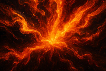Fototapeta premium Fiery Phoenix Flame Explosion – Mythical Fire Wings Abstract Energy Background for Power, Rebirth and Fantasy Design