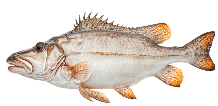 Fresh raw silver fish isolated on a white background, a healthy seafood ingredient featuring a whole trout with visible fins, tail, and head perfect for a delicious meal