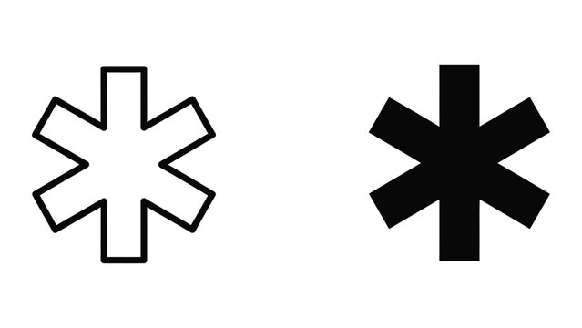 Asterisk symbols in black and white