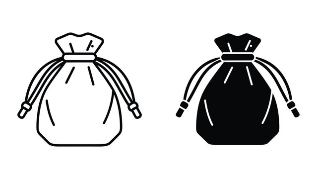 Drawstring bag icon set