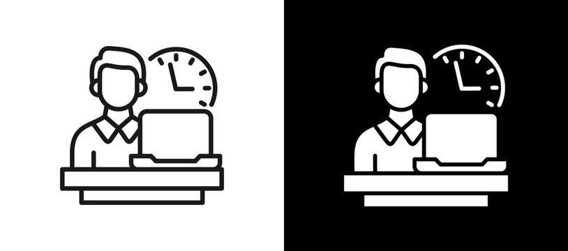 Work Hours whiteblack icon