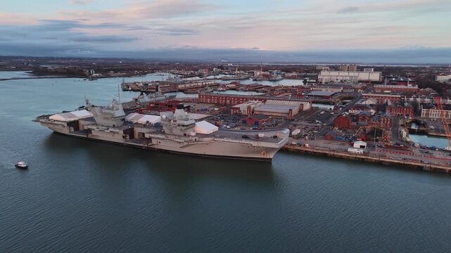 HMS Prince of Wales, aircraft carrier, Plymouth undergoing maintenance aerial