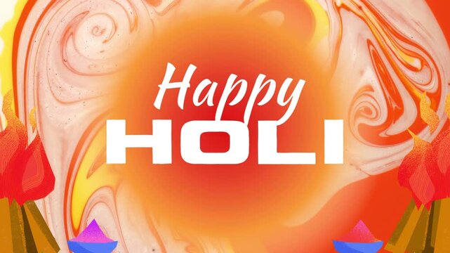 Happy Holi Orange and Yellow Gradient Greeting Video
