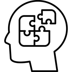 Head profile with puzzle pieces Icon