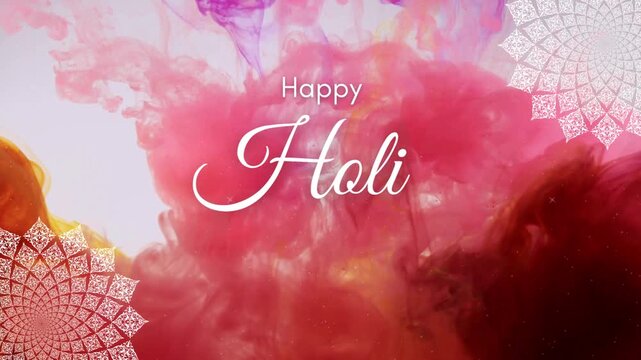 Happy Holi Red and Pink Minimalist Greeting Video