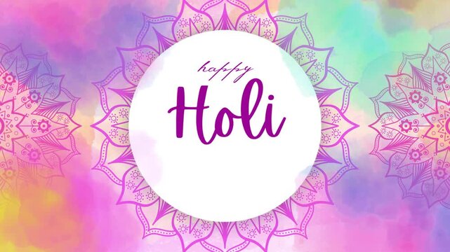 Happy Holi Pink and Purple Colorful Greeting Video