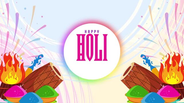 Happy Holi Blue and Green Playful Greeting Video