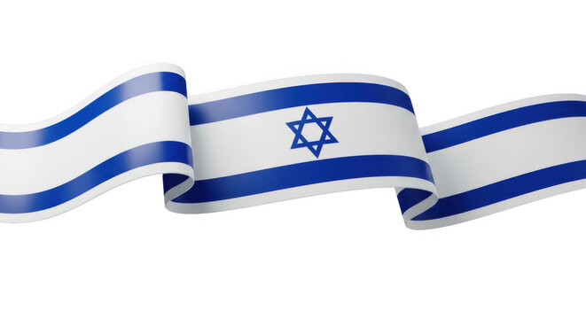 Waving israel flag ribbon element design isolated on transparent background