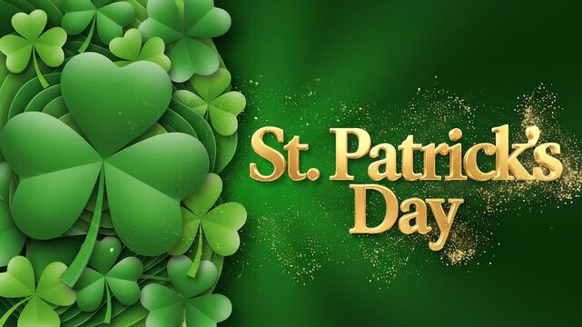 St. Patricks Day Greeting with Golden Text and Lush Green Shamrocks st patrick's day lettering