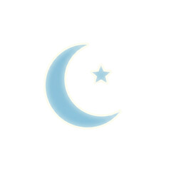 Crescent moon and star shining brightly in night sky