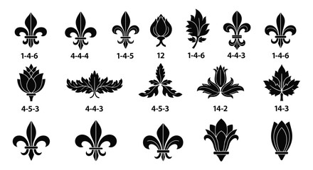 Fleur De Lis Heraldic Lily Vector Icon Set With Classic French Emblem Silhouettes For Branding And Design © Mdsabbir