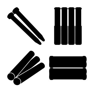 Basic set of solid black hardware and construction component icons