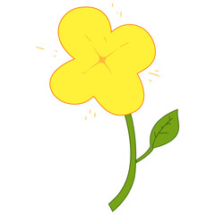 Yellow flower blooming with green stem and leaf