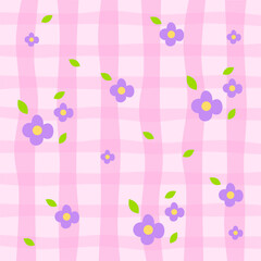 pink background with flowers and leaves