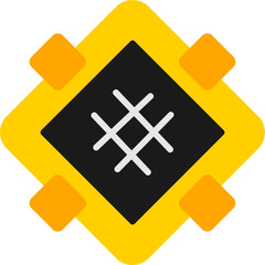 Fototapeta premium Square diagram with crossing lines and corner nodes Icon