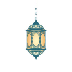 Elegant hanging lantern with intricate design and warm glow