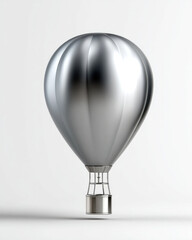 Obraz premium Smooth matte chrome hot air balloon with metallic finish, isolated on white background, modern minimal style, futuristic design