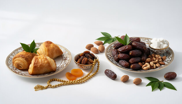 Still Life with Pastries, Fruits, and Nuts on Decorative Plates