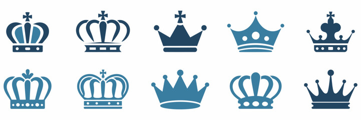 Royal King and Queen Crown Collection - Luxury Vector Graphic Set Featuring Regal Tiara and Diadem Symbols for Monarchy-Inspired Design © Well Done