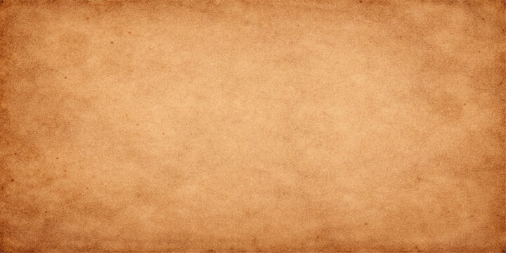 A blank vintage sheet of aged brown parchment paper with a stained grunge texture and worn antique pattern creates a grungy retro design background