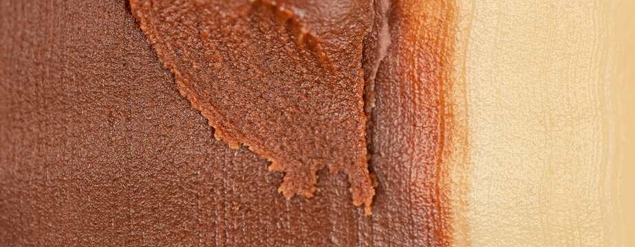 Chocolate Cream Spread Texture on Croissant Close Up
