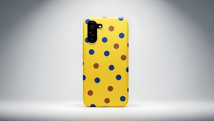Yellow phone case with blue and brown polka dots blue polka dots colorful