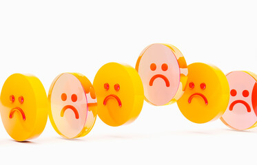 3d Glass emoji feedback icons for customer satisfaction and App rating concept