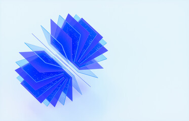 Modern transparent glass for Web3 and AI technology background. 3d rendering