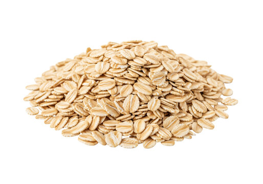 A pile of rolled oats on a white background for a healthy breakfast. isolated on transparent background