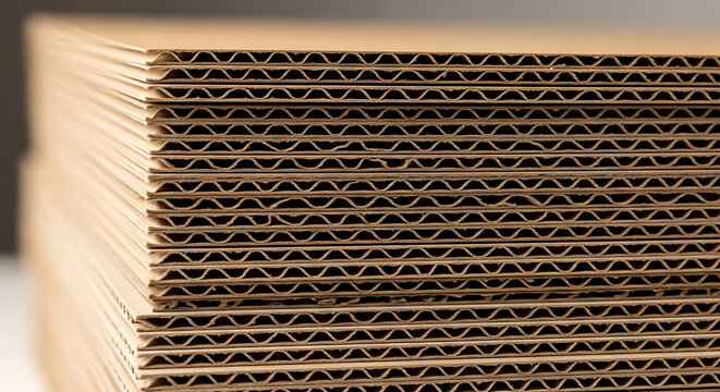 Stack of brown corrugated cardboard sheets 4.