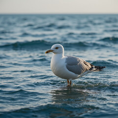 Obraz premium Seagull in sea