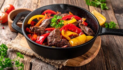 Rinderstreifen mit Paprika