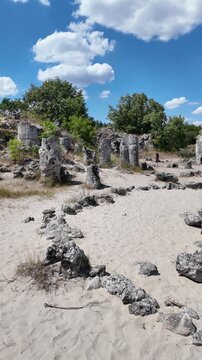Summer view of rock formation Pobiti Kamani (Upright Stones), Varna region, Bulgaria