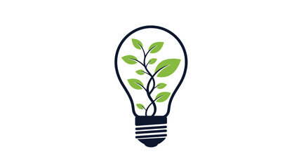 Light bulb with a green plant growing inside represents ecological innovation and creative solutions for renewable energy sources.