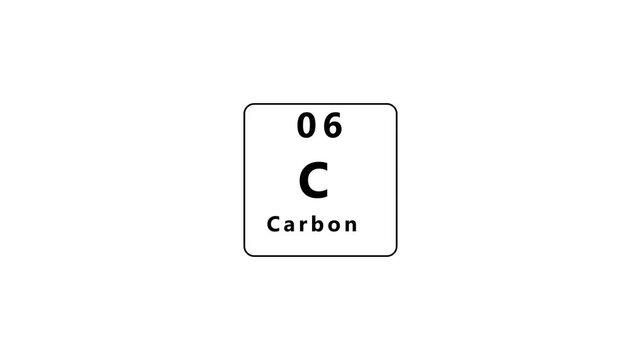 Carbon Element Symbol C 06 on White Background chemical science