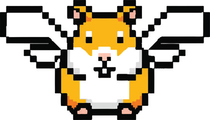 Obraz premium Pixelated hamster with winged appearance isolated on white background
