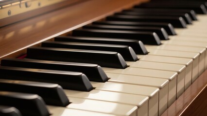 Close-up of Piano Keys and Frame.