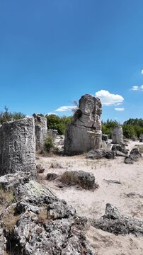 Summer view of rock formation Pobiti Kamani (Upright Stones), Varna region, Bulgaria